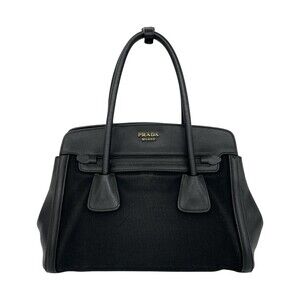 PRADA Prada logo hardware Saffiano leather genuine canvas handbag tote bag se...